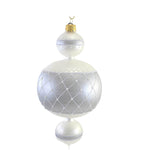 White & Silver 3 Ball Pendent - 1 Glass Ornament 8 Inch, Glass - Ornament Lattice Diamond Bridal Sbk221035 (55613)