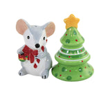 Tabletop Mouse And Tree S & P Shaker Dolomite Christmas Candy Cane Mx180549 (55669)