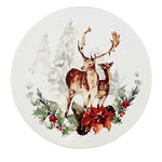 Tabletop Stag Snack/Dessert  Plate Dolomite Christmas Poinsettia Mx181403 (55670)