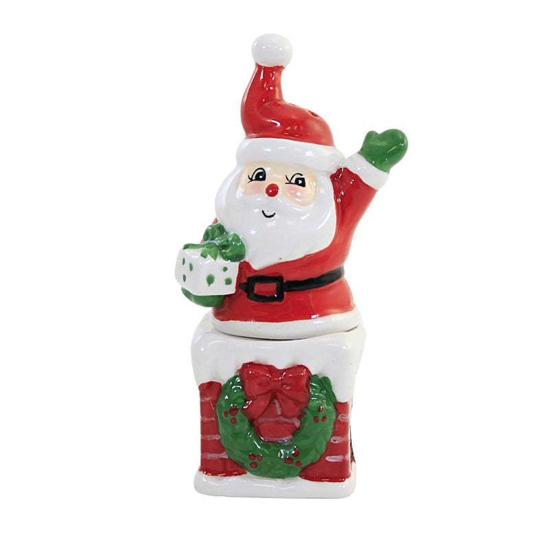 Santa Chimney S & P Shaker - One Salt And Pepper Set 3.5 Inch, Ceramic - Christmas Present Wreath Mx180543 (55673)