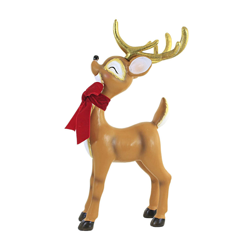 Christmas Retro Deer With Scarf Polyresin Velveteen Bow 2929408 (55677)