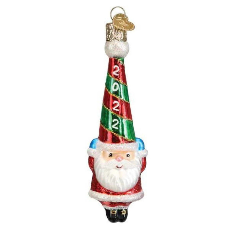 Old World Christmas 2022 Happy Santa Glass Dated Tall Hat 49328 (55776)