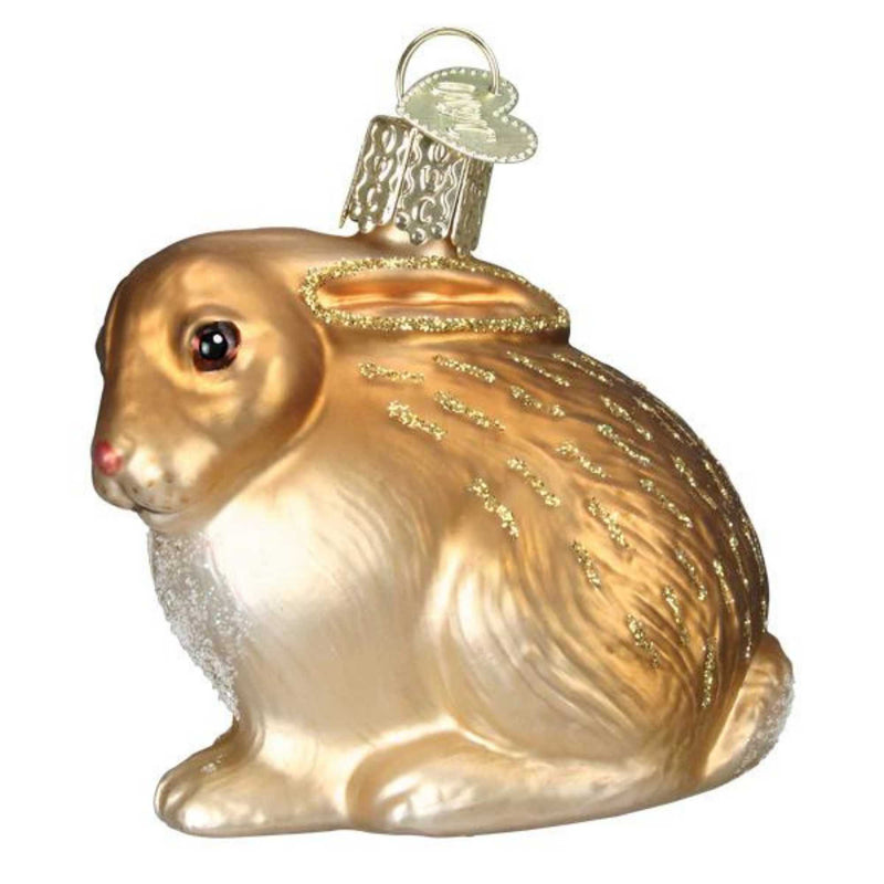 Old World Christmas Tan Cottontail Bunny Glass Ornament Christmas Easter 12615. (55780)