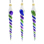Carnival Brites Twisted Icicles - 3 Glass Ornaments 8 Inch, Glass - Set / 3 Ornament Mardi Gras Sbk221037 (55795)