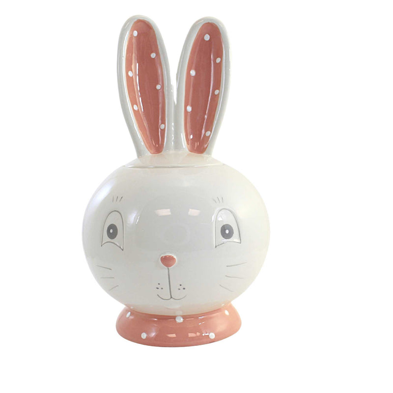 Tabletop Bunny Ears Cookie Jar Dolomite Rabbit Easter Polka Dots A4258 (55841)