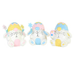 Egg Hat Bunny Figurine - Three Figurines 3.5 Inch, Polyresin - Rabbit St/3 A5088 (55842)
