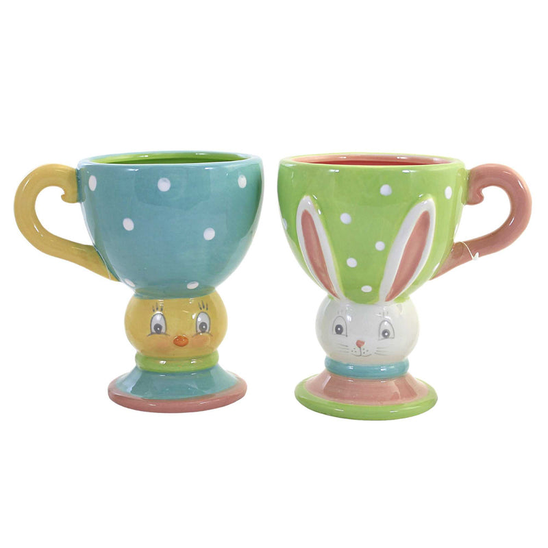 Tabletop Dottie Fancy Cup St/2 Dolomite Easter Beverage Bunny Chick A5076 (55884)