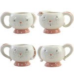 Tabletop Dottie Tea Cups Dolomite Easter Bunny Rabbit St/4 A7179 (55886)