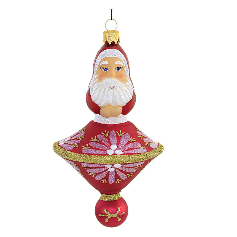 Fuchsia Spin Top St Nick - 1 Glass Ornament 6 Inch, Glass - Ornament Santa Ufo Sbk221043 (55891)