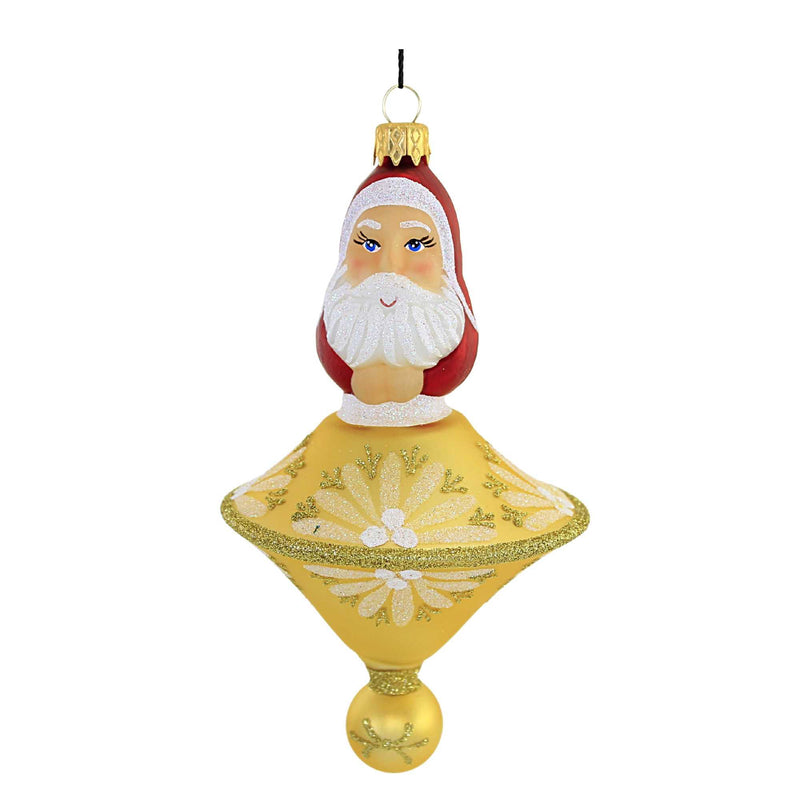 Gold Tone Spin Top St Nick - 1 Glass Ornament 6 Inch, Glass - Ornament Santa Ufo Sbk221046 (55894)