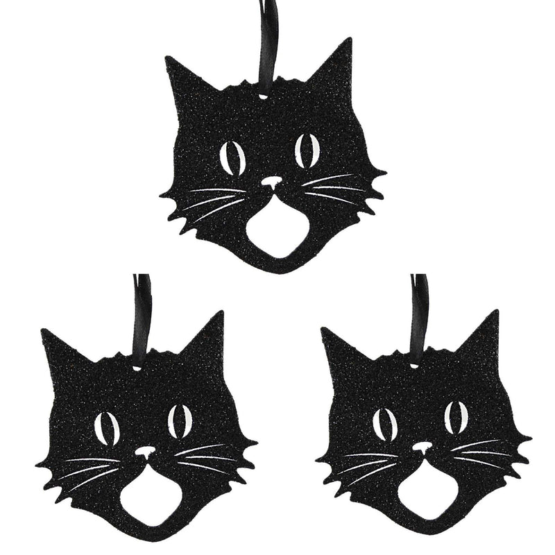 Holiday Ornament Scaredy Cat Silhouette Mdf Halloween Glittered Rl0849 (55955)