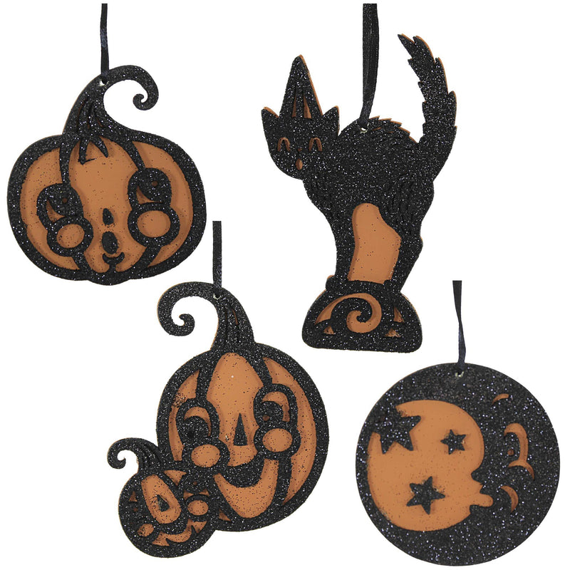 Holiday Ornament Jolly Halloween Ornaments Mdf Black Cat Pumpkin Moon Jp0389 (55972)