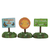 (56011) Department 56 Accessory Bee-Friendly Signs, 2.00 Inch, Halloween Village Accessories 6010461