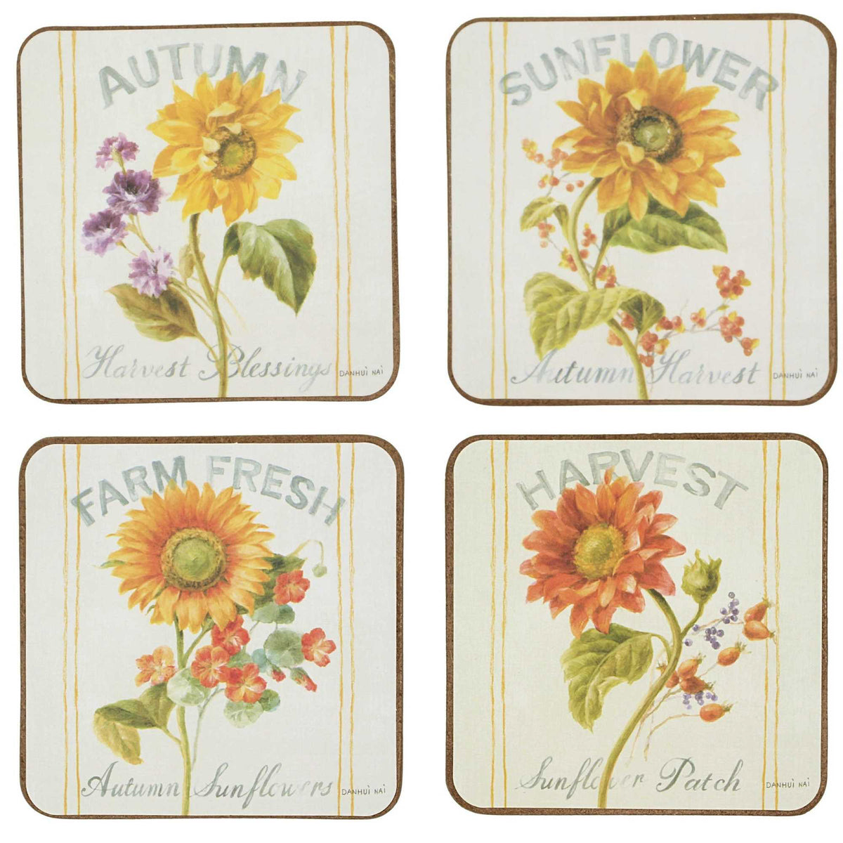 (56086) Sunflower  Patch Coaster Set/4