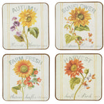 Tabletop Sunflower  Patch Coaster Set/4 Cork Autumn Harvest C46016021 (56086)
