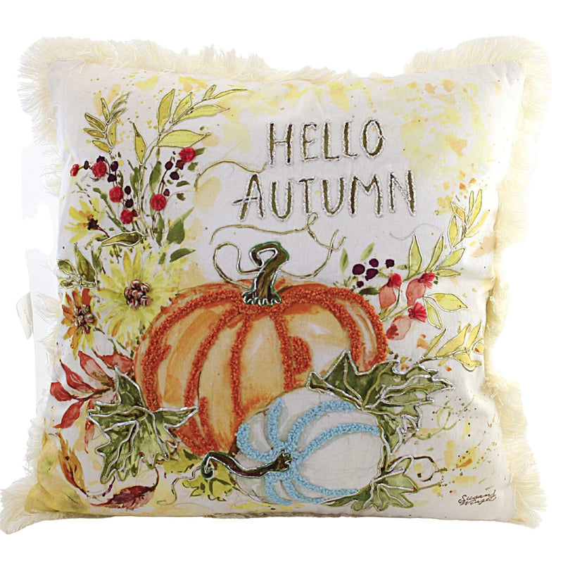 Fall Hello Autumn Pumpkins Pillow Cotton Leaves Fall Susan Winget C84298235 (56095)