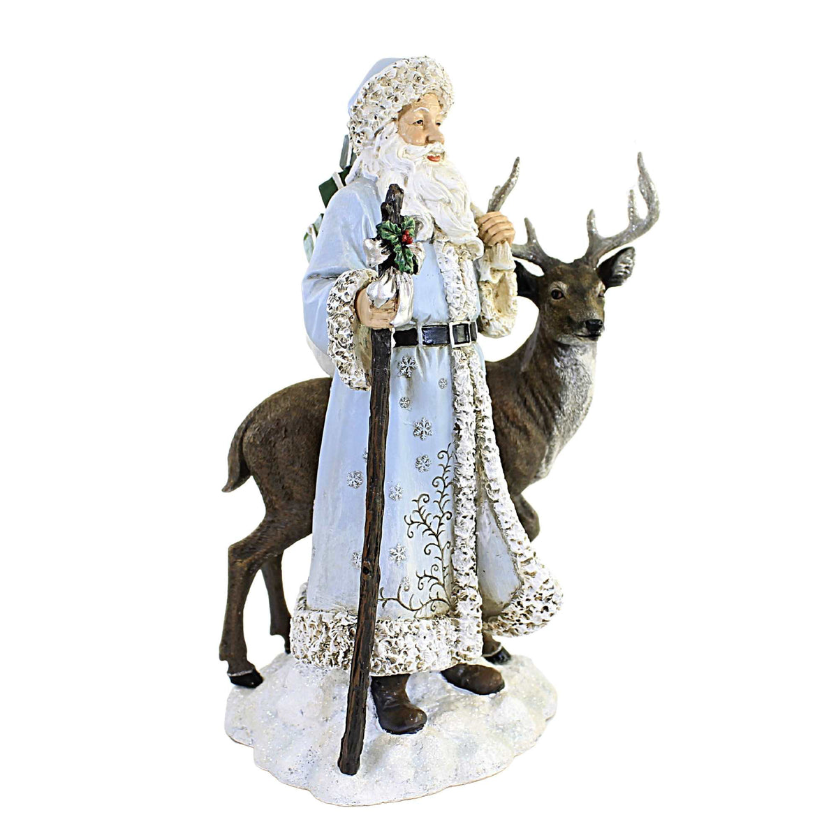 Christmas Pale Blue Santa With Deer - - SBKGifts.com