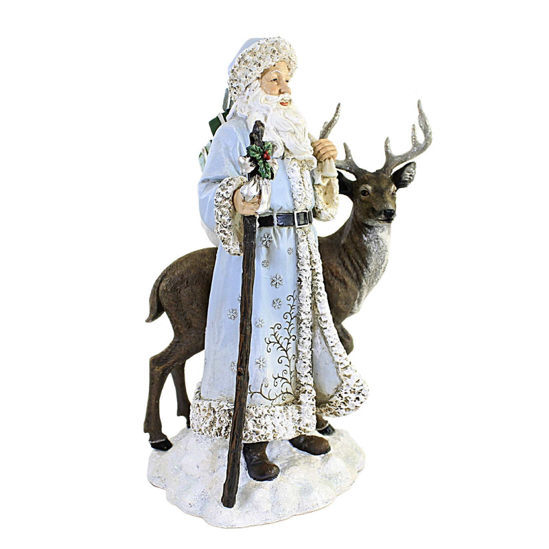 Christmas Pale Blue Santa With Deer - - SBKGifts.com