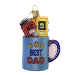 Old World Christmas Best Dad Mug Glass Ornament Wrench Tape Measure 32544 (56195)