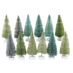Christmas Winter Green Trees Set 12 Plastic Bottle Brush Neutral Ms436lwg (56211)