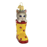 Old World Christmas Kitten In Rain Boot Glass Ornament Cat 12606 (56216)