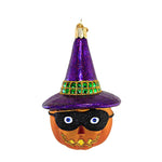 Masked Witch Jack-O-Lantern - One Ornament 4.75 Inch, Glass - Ornament Halloween 26093 (56284)