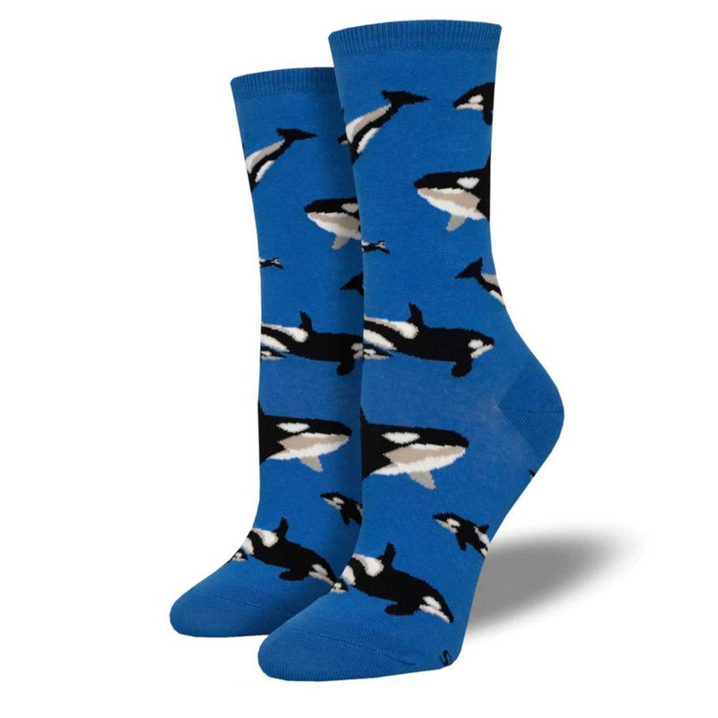 Whale Hello There - One Pair Socks 14 Inch, Cotton - Graphic Cotton Crew Wnc2797-Blu (56328)