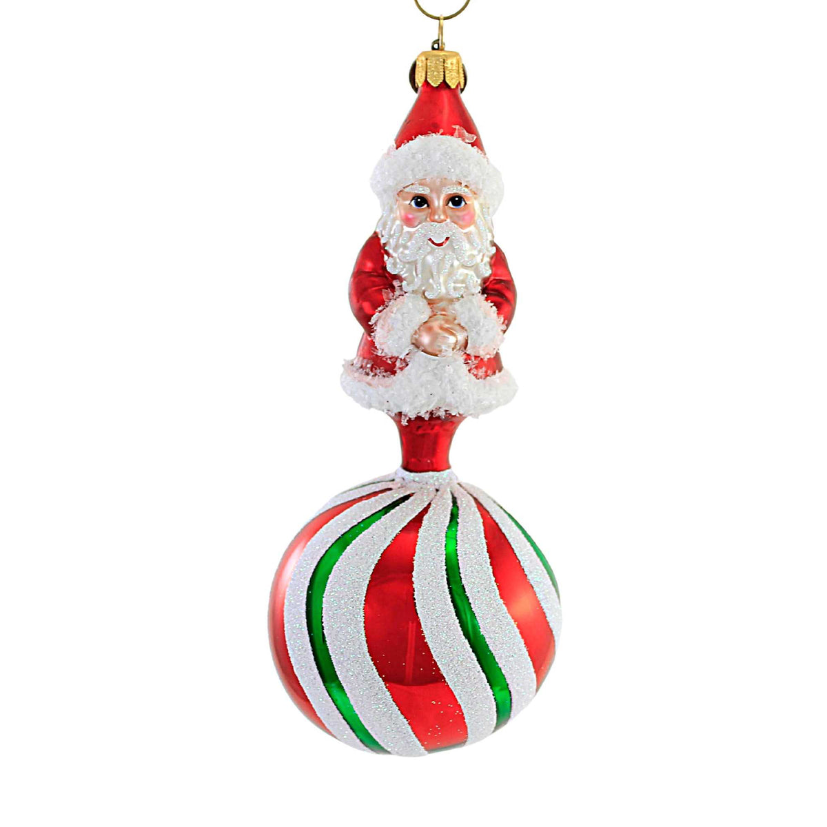 (56351) Peppermint Swirl Santa On Ball
