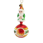 Blu Bom Santa On Holly Flower Reflector Glass Ornament Ball Christmas 202278 (56353)