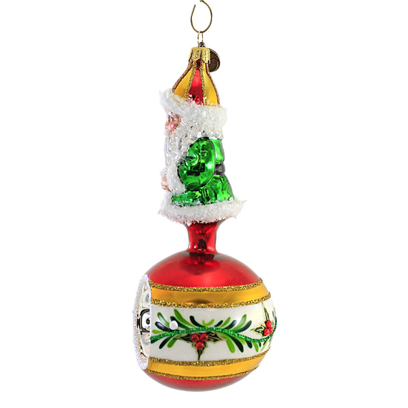 Blu Bom Santa On Holly Flower Reflector - - SBKGifts.com