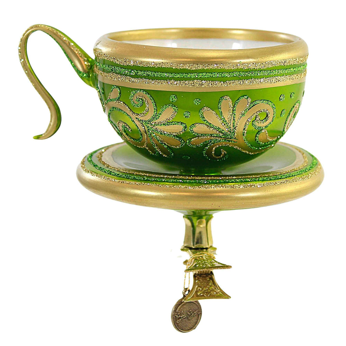Blubom Chartreuse & Gold Floral Teacup - - SBKGifts.com