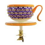 Regency Teacup In Purple - 1 Glass Ornament 3 Inch, Glass - Clip On Ornament Beverage 2022166 (56364)