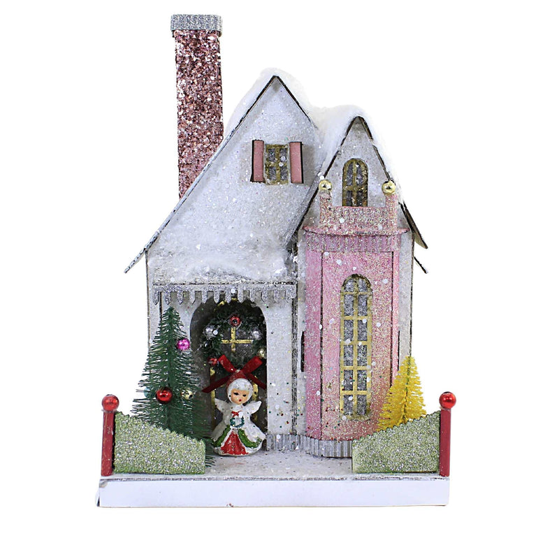 Christmas Snow Angel Cottage House Putz Village Light Up Retro Hou321 (56470)