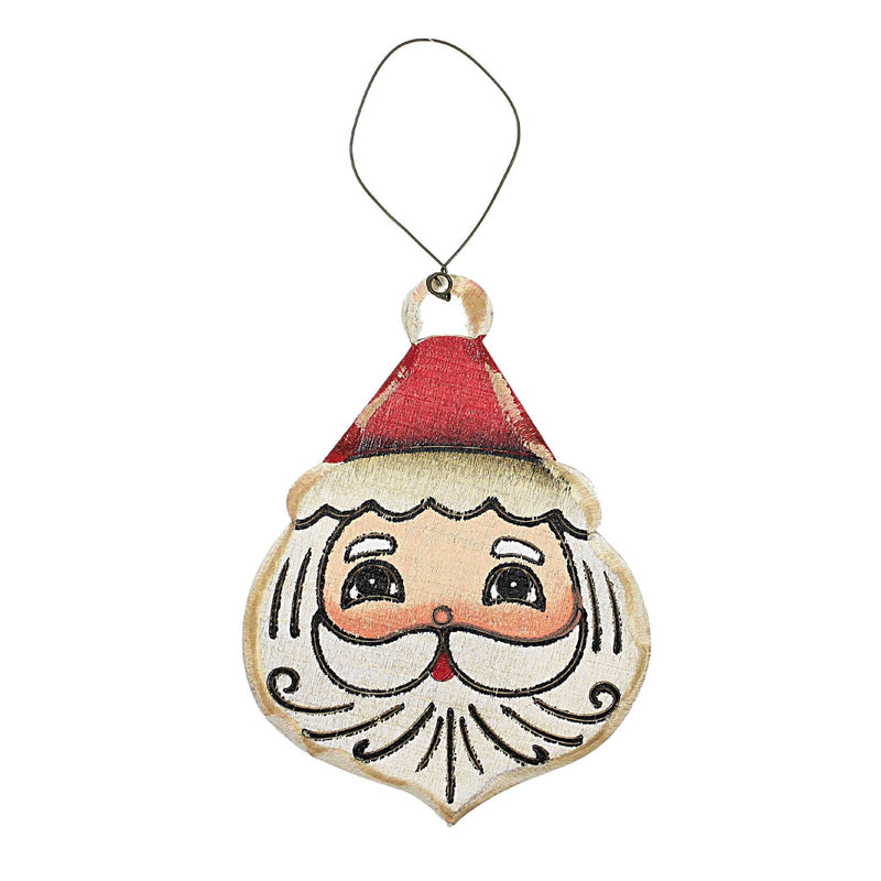 Holiday Ornament Santa And Mrs Claus & Reindeer Christmas Rustic Wood Tc00393a (56499)