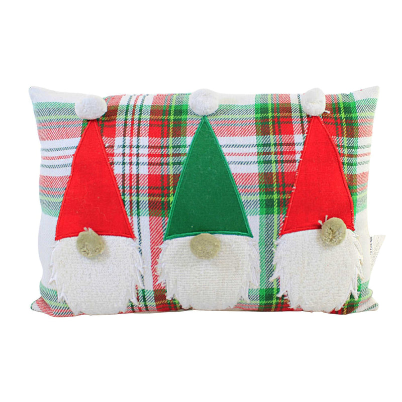 C & F Gnome Trio Pillow - One Pillow 9 Inch, Cotton - Christmas Plaid C812142543 (56544)