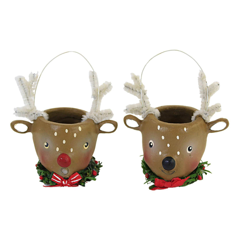 Christmas Reindeer Mini Buckets Polyresin Use As Ornament Or Figurine Ml0425 (56552)