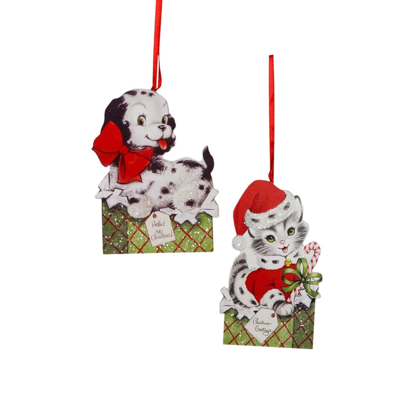Holiday Ornament Furry Friends Dummy Board Mdf Puppy Kitten Present Rl0832 (56560)
