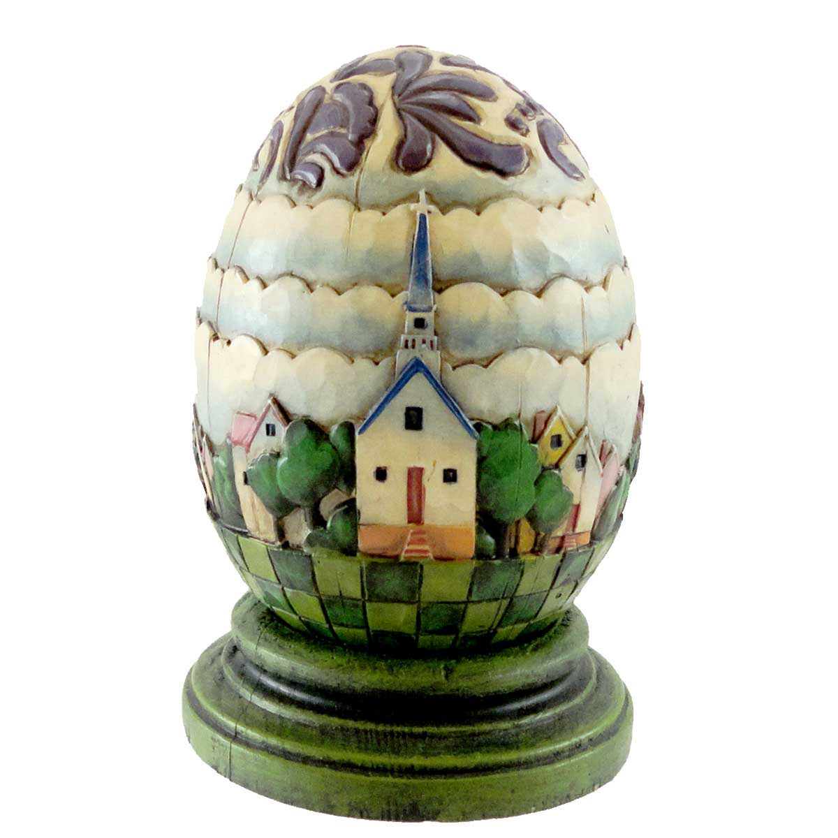 (5657) Church Egg W/Green Base Set/2