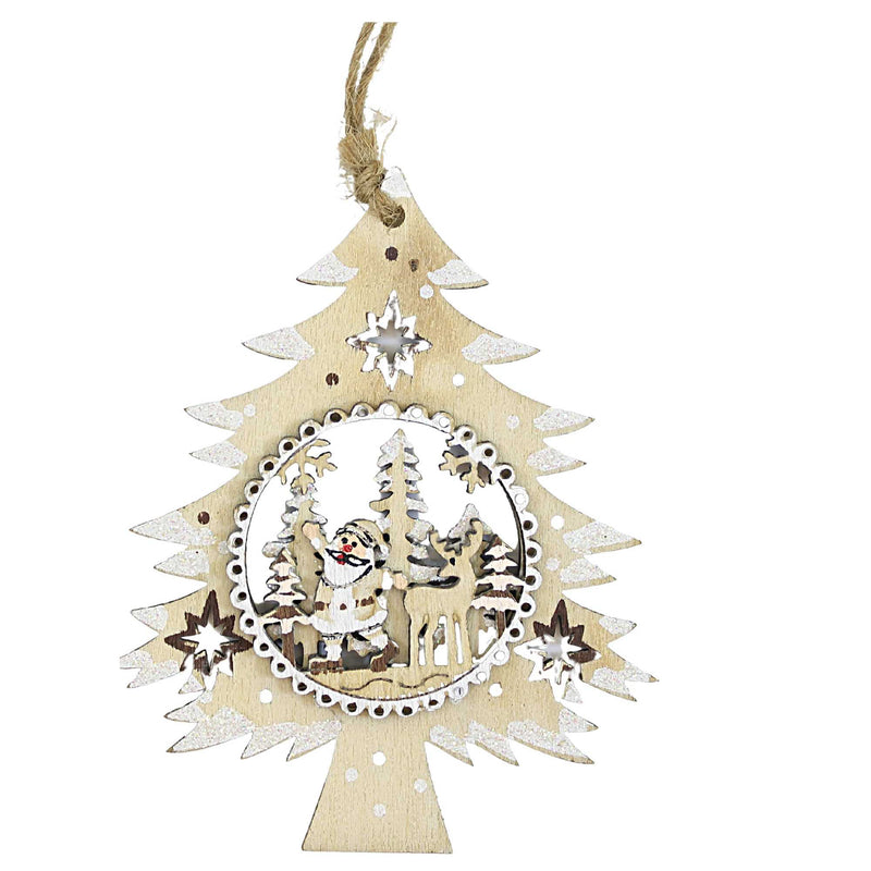 Holiday Ornament Tree With Winter Scene Santa Snowman Deer Laser Mx181267 (56613)