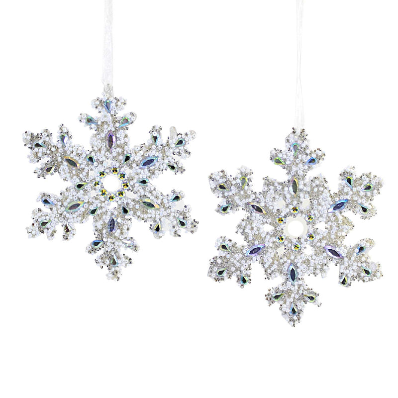Crystal Expressions Beaded Snowflake Ornaments Wood Christmas Stones Acryx210 (56620)