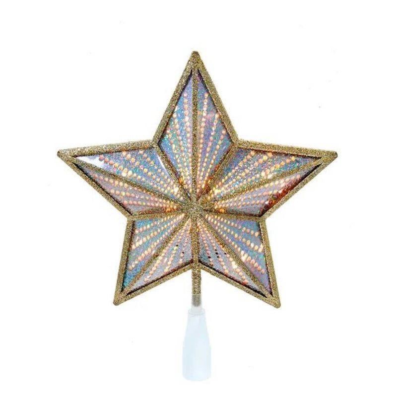 Tree Topper Finial Gold & Iridescent Star Treetop Electric Plug-In Ul4014 (56705)