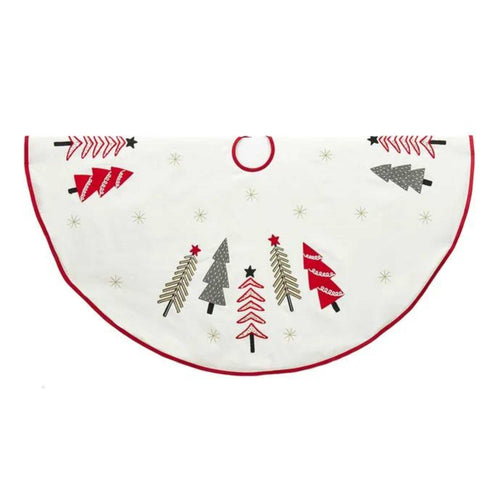 Christmas Red/Gray Trees Tree Skirt - - SBKGifts.com