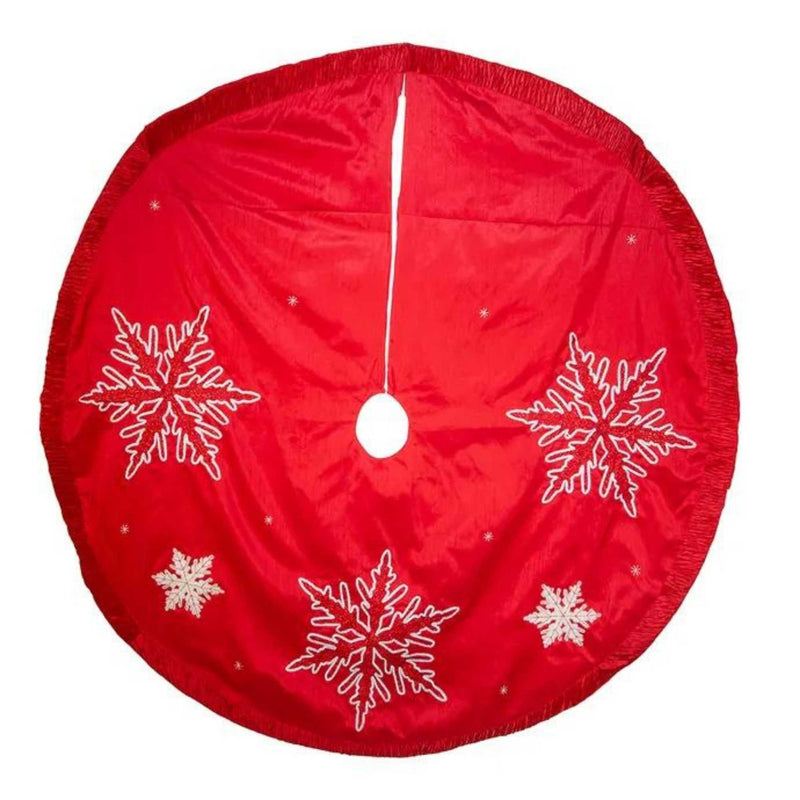 Christmas Snowflake  Tree Skirt Polyester Holiday Ruffle In1349 (56759)
