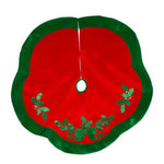 Christmas Holly Leaf And Bow Tree Skirt Red Green Glittered Leaves H5244 (56760)
