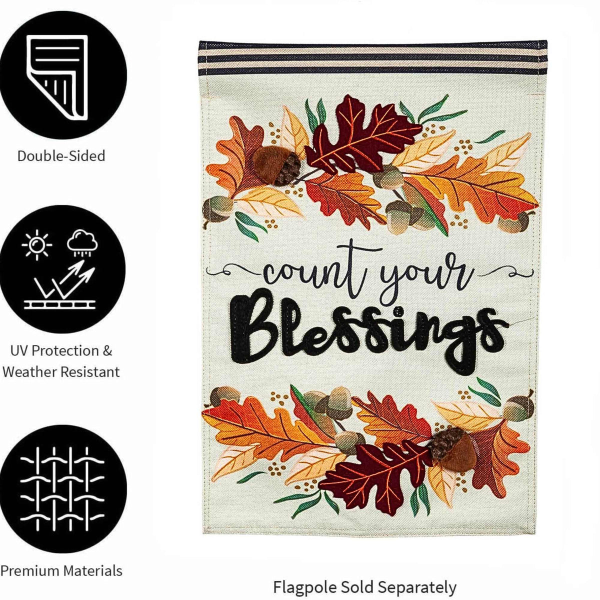 Evergreen Count Your Blessings Garden Flag - - SBKGifts.com