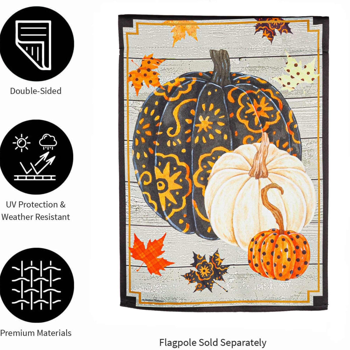 Evergreen Pattern Pumpkins / Leaves Flag - - SBKGifts.com