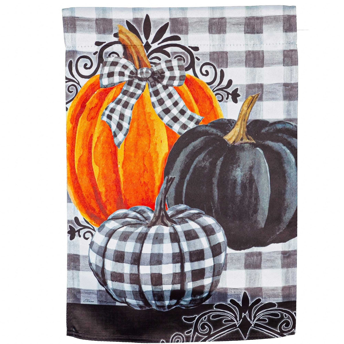 (56768) Pumpkin Check Garden Flag