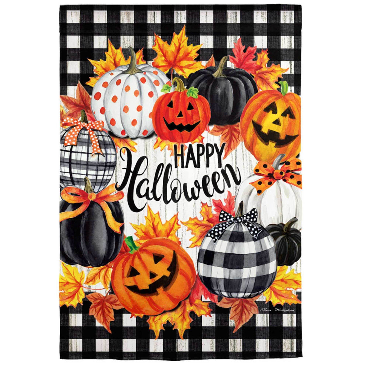 (56770) Halloween Pumpkin Wreath Flag