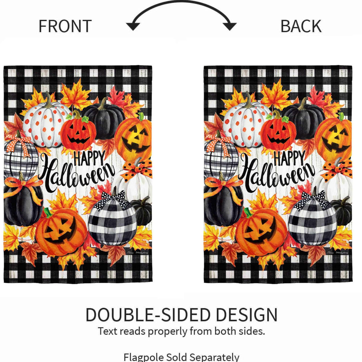 Evergreen Halloween Pumpkin Wreath Flag - - SBKGifts.com