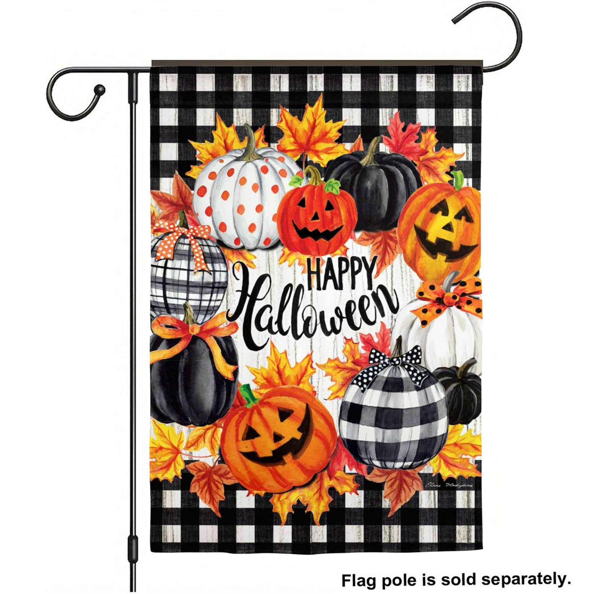 Evergreen Halloween Pumpkin Wreath Flag - - SBKGifts.com